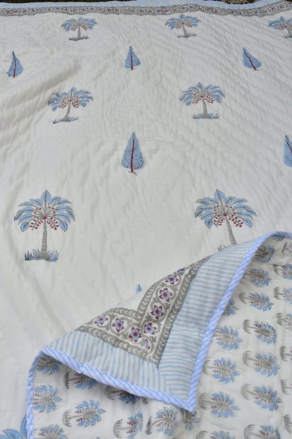 Blue Palm Quilt For Cheap